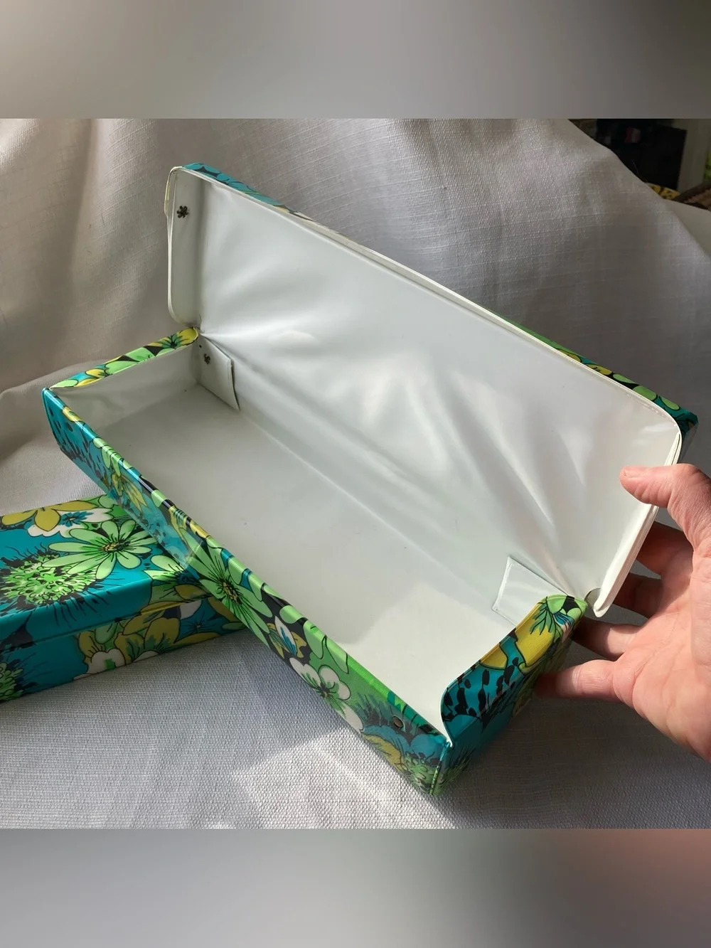 Pair of Vintage Flower Power Vinyl Stationery Boxes!
